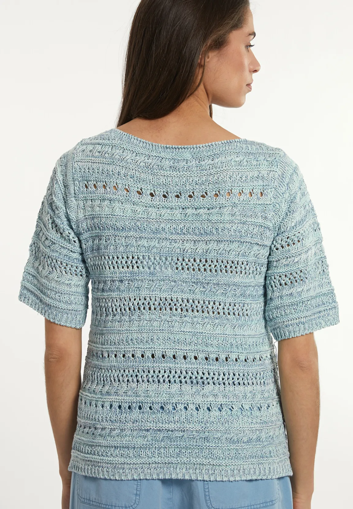 Discount River Woods Katoenen trui ronde hals korte mouwen blauw -