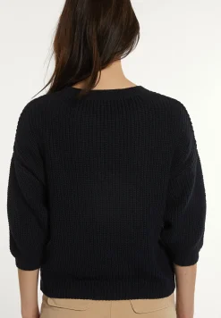 Discount River Woods Katoenen trui ronde hals 1/2 mouwen navy -