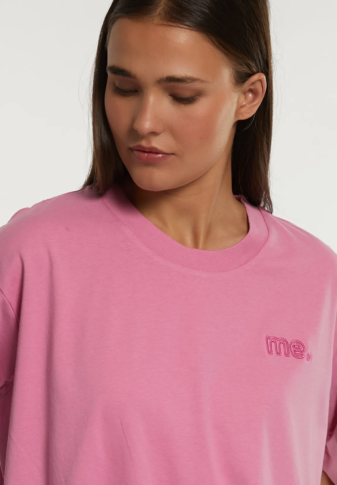 Fashion River Woods Katoenen T-shirt ronde hals roze -