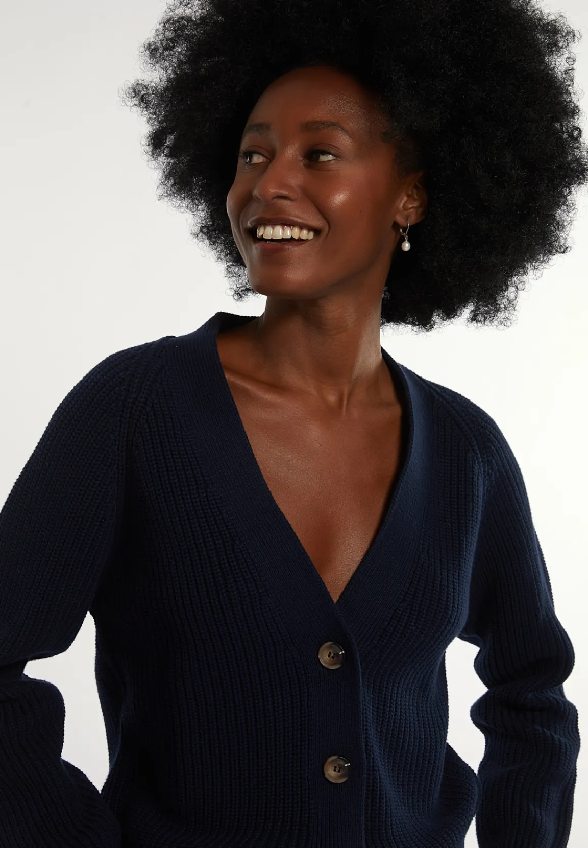Best River Woods Katoenen V-hals cardigan navy -