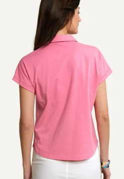 Clearance River Woods Katoenen V-hals polo T-shirt korte mouwen roze -