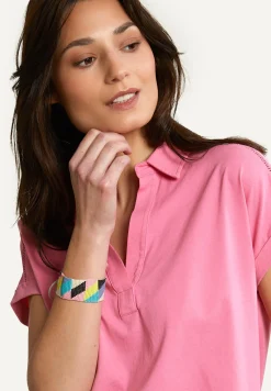 Clearance River Woods Katoenen V-hals polo T-shirt korte mouwen roze -