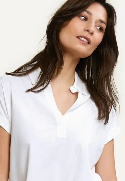 Online River Woods Katoenen V-hals polo T-shirt korte mouwen wit -