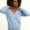Sale River Woods Katoenen V-hals trui pofmouwen blauw -