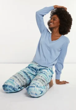 Sale River Woods Katoenen V-hals trui pofmouwen blauw -