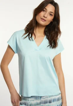 Online River Woods Katoenen V-hals T-shirt blauw -