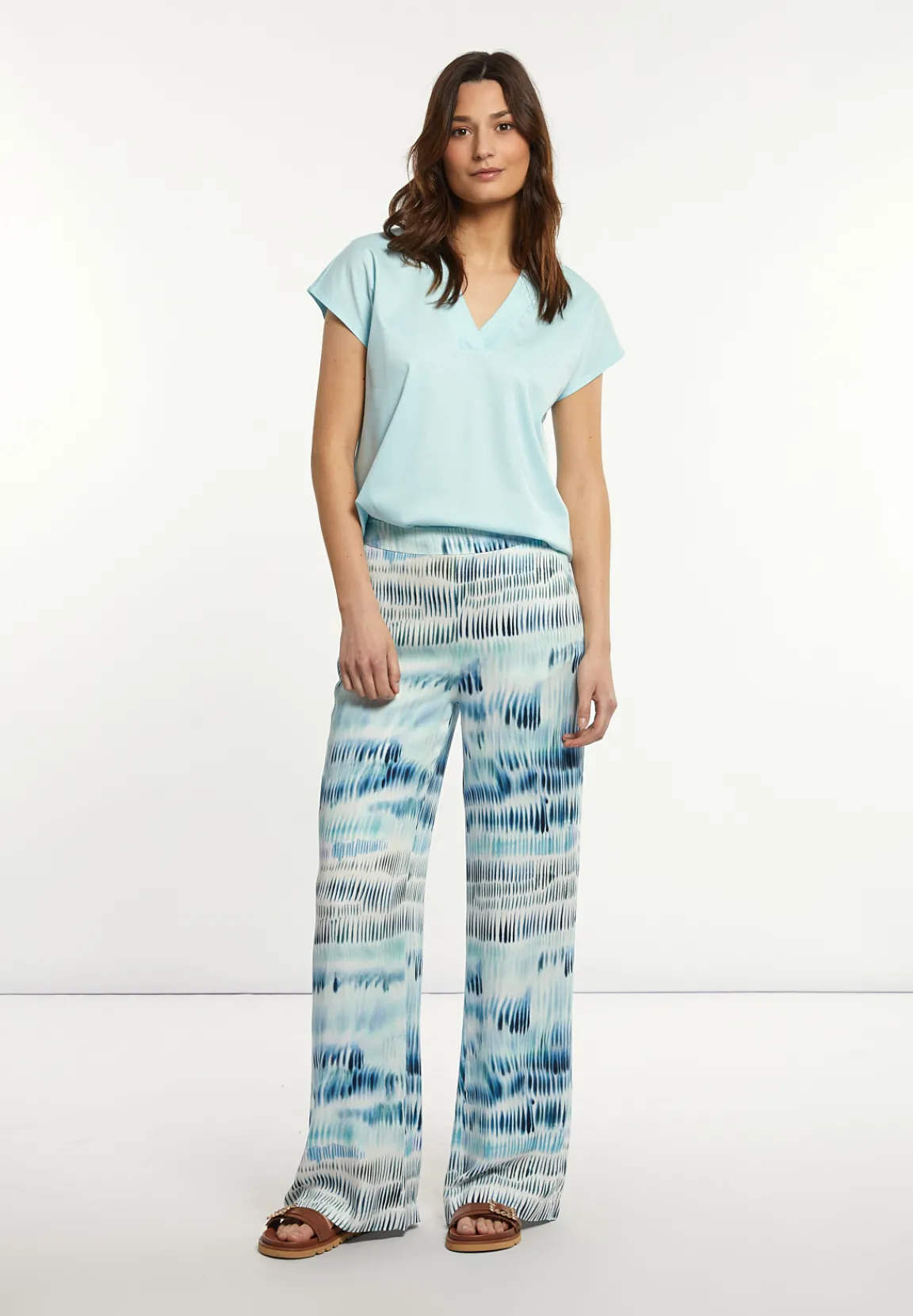 Online River Woods Katoenen V-hals T-shirt blauw -