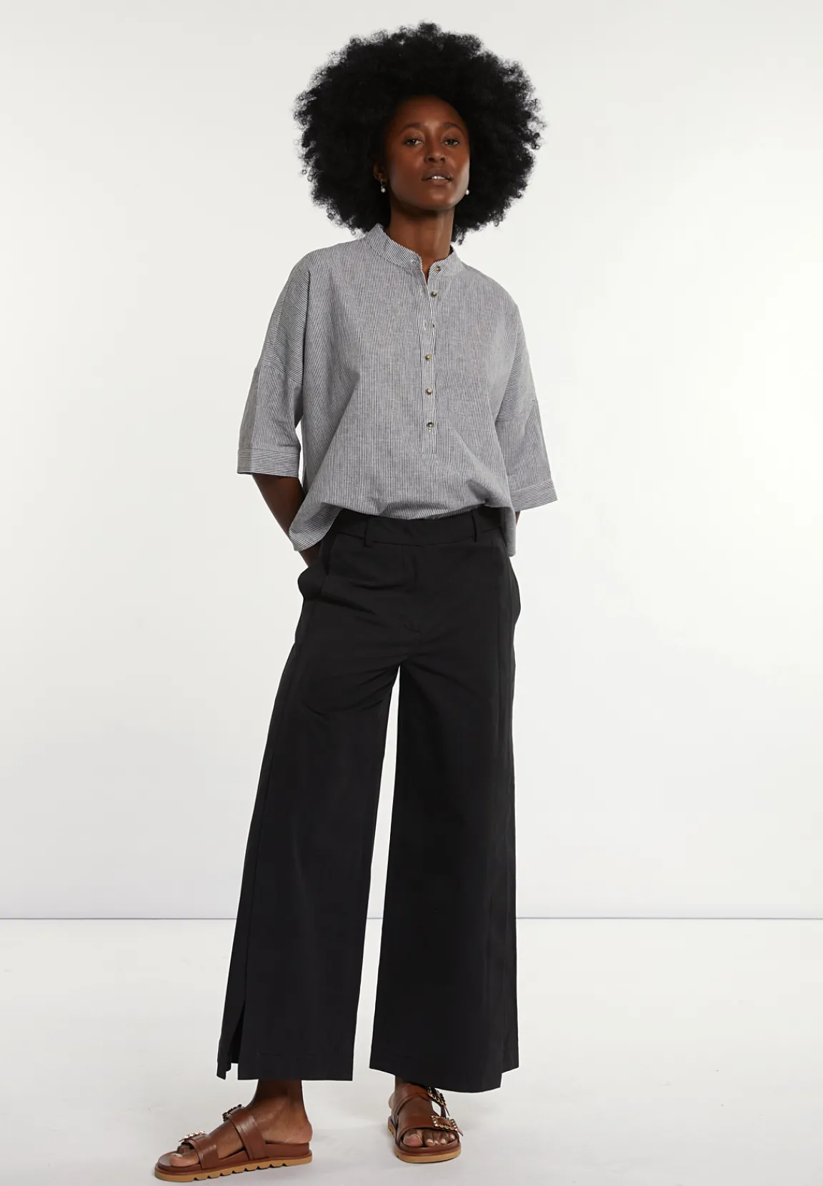 Hot River Woods Katoenen wijde broek zwart -
