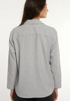 Hot River Woods Katoenen wijde gestreepte blouse zwart/wit -