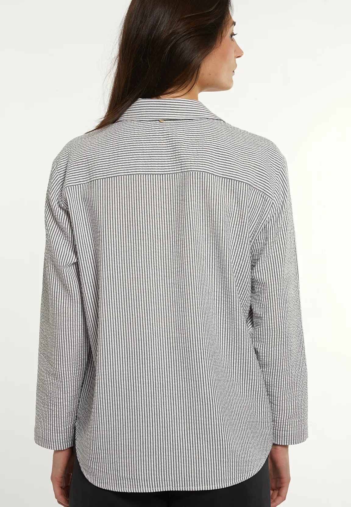 Hot River Woods Katoenen wijde gestreepte blouse zwart/wit -