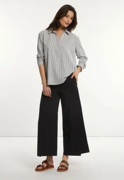 Hot River Woods Katoenen wijde gestreepte blouse zwart/wit -