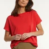 Best River Woods Katoenen wijde mouwloze T-shirt rood -