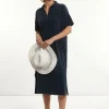 Outlet River Woods Katoenen wijde éponge polojurk korte mouwen navy -