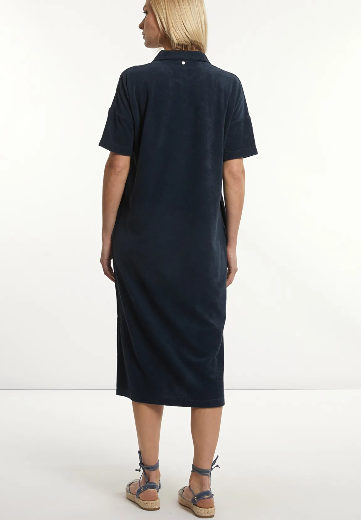 Outlet River Woods Katoenen wijde éponge polojurk korte mouwen navy -