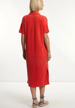 Outlet River Woods Katoenen wijde éponge polojurk korte mouwen rood -