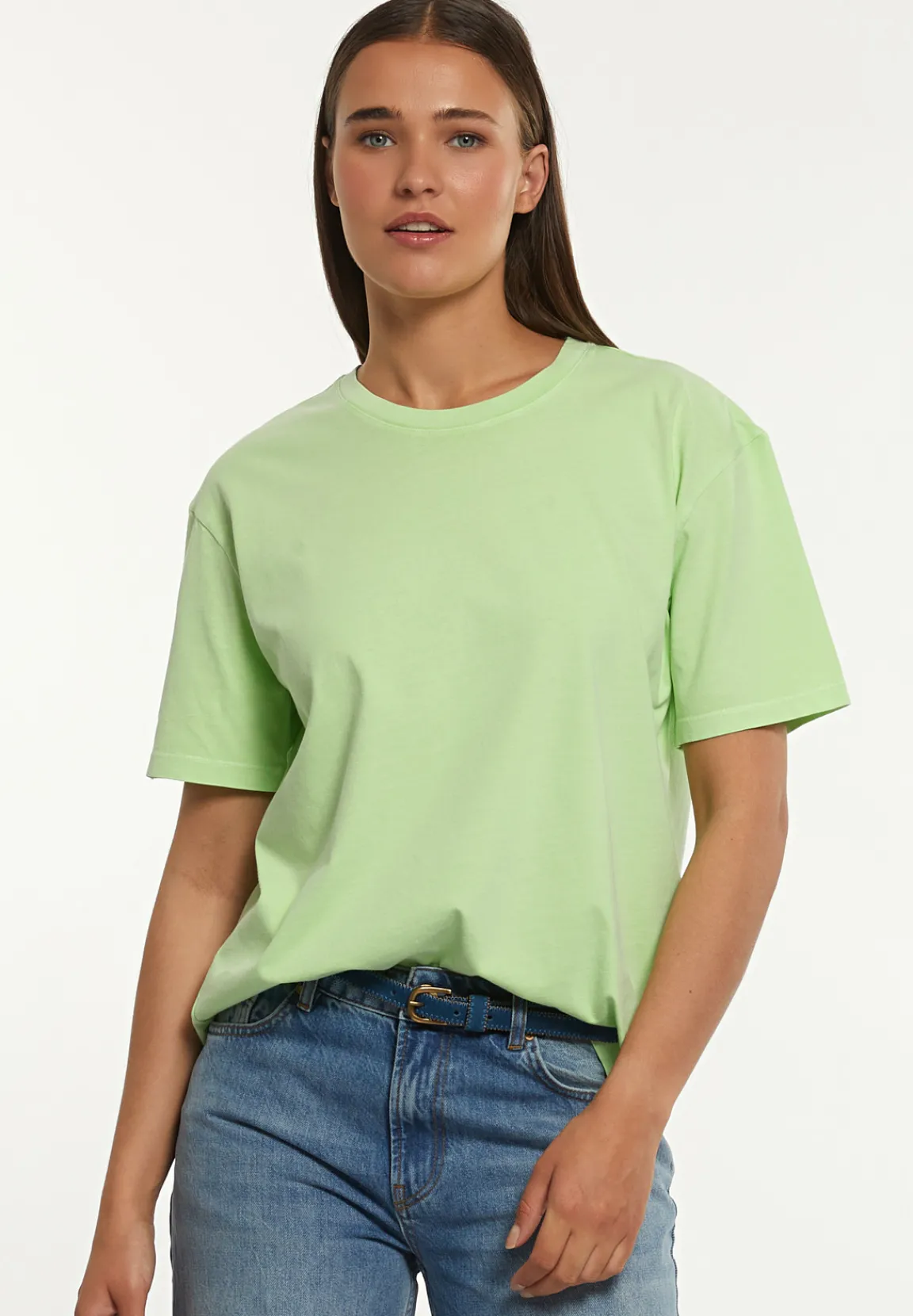 Hot River Woods Katoenen wijde T-shirt ronde hals korte mouwen groen -