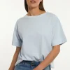 Best River Woods Katoenen wijde T-shirt ronde hals korte mouwen blauw -