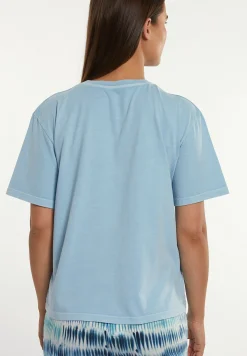 Hot River Woods Katoenen wijde T-shirt ronde hals korte mouwen blauw -