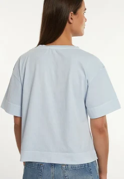 Best River Woods Katoenen wijde T-shirt ronde hals korte mouwen blauw -