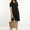 Fashion River Woods Katoenen wijde V-hals jurk zwart -
