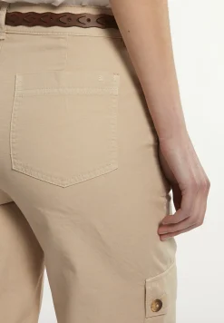 Online River Woods Katoen-linnen broek opgestikte zakken beige -