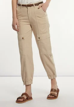 Online River Woods Katoen-linnen broek opgestikte zakken beige -
