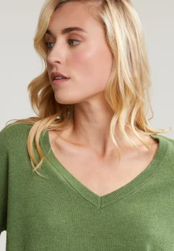 Discount River Woods Khaki basic V-hals trui lange mouwen -