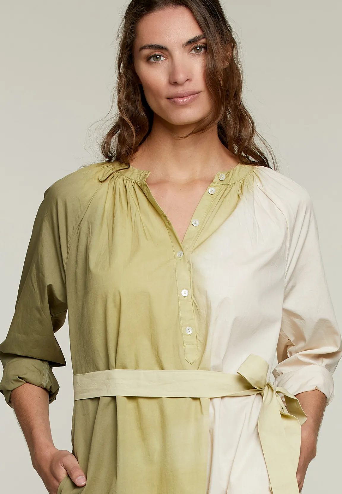 Sale River Woods Khaki tie & dye kleed met strikceintuur -