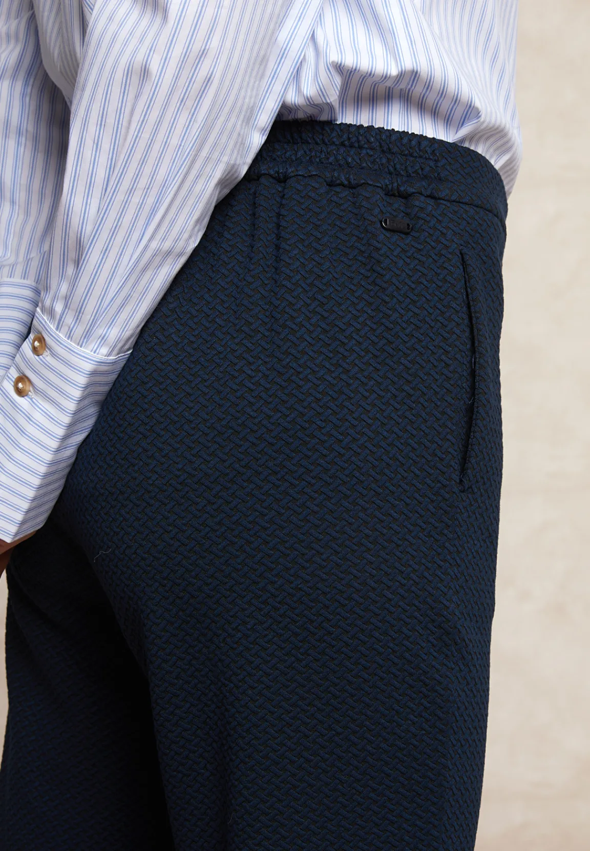 Discount River Woods Klassieke broek visgraat patroon blauw -