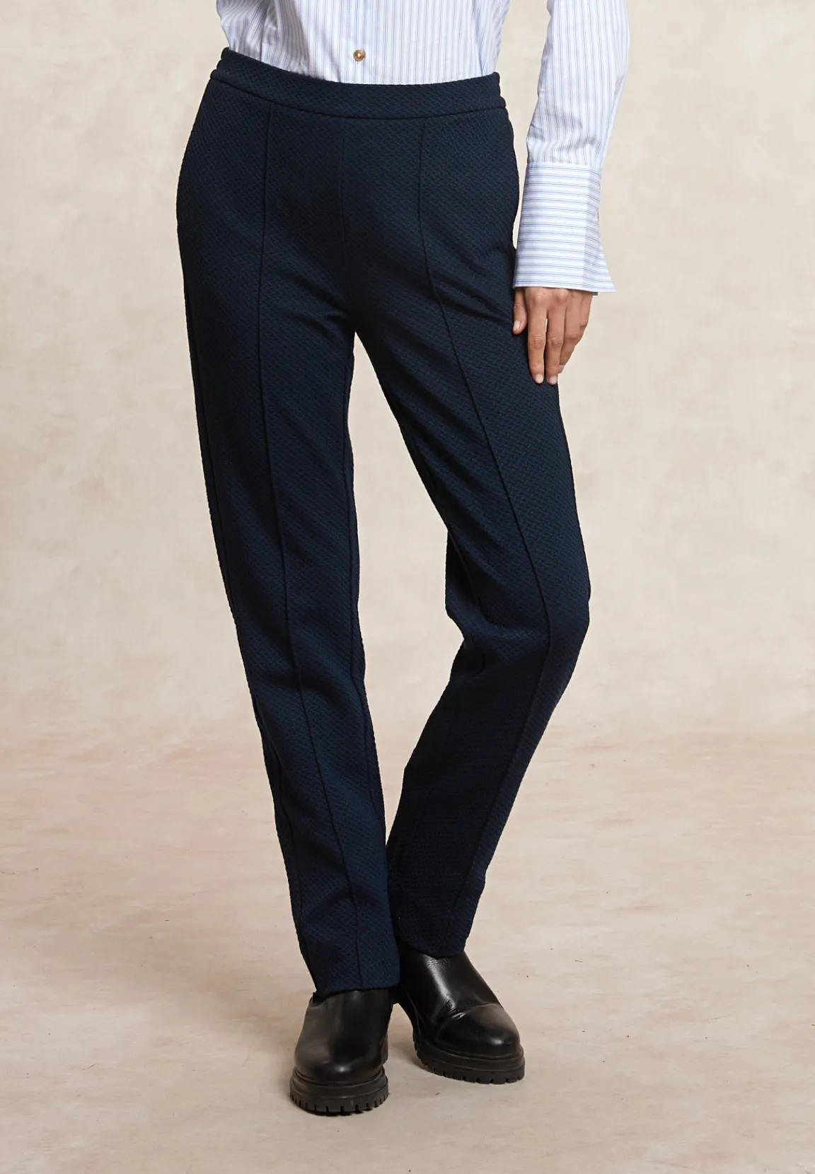 Discount River Woods Klassieke broek visgraat patroon blauw -