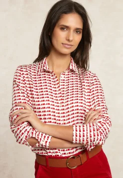 Clearance River Woods Klassieke fantasieblouse rood/écru -