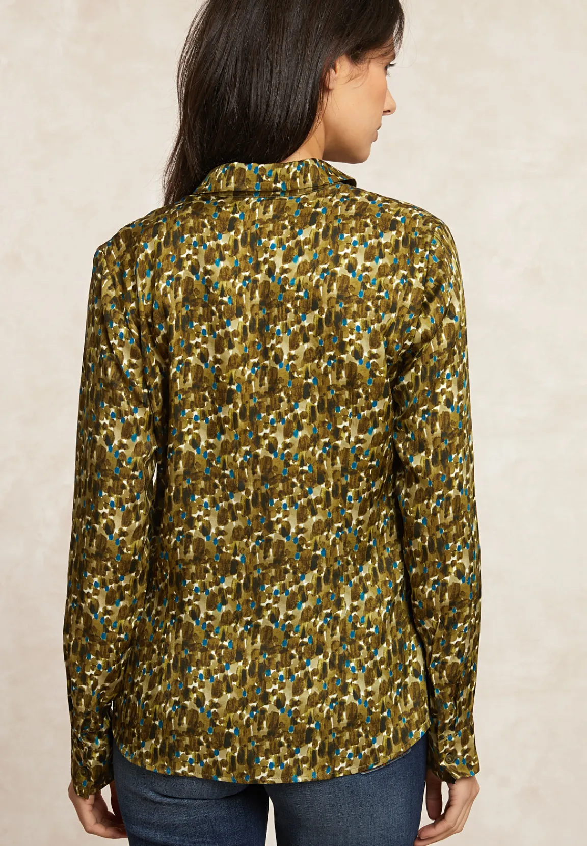 New River Woods Klassieke fantasieblouse kaki/blauw -