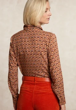 Best River Woods Klassieke fantasieblouse bruin/oranje -