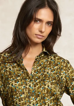 New River Woods Klassieke fantasieblouse kaki/blauw -