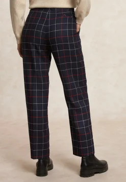Outlet River Woods Klassieke geruite 7/8 broek blauw/rood -