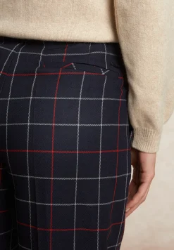 Outlet River Woods Klassieke geruite 7/8 broek blauw/rood -
