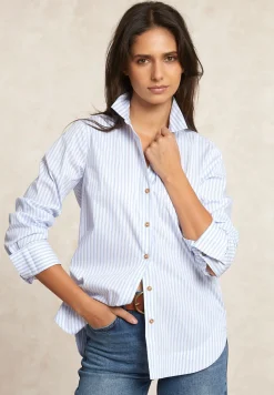 Clearance River Woods Klassieke gestreepte blouse blauw/wit -