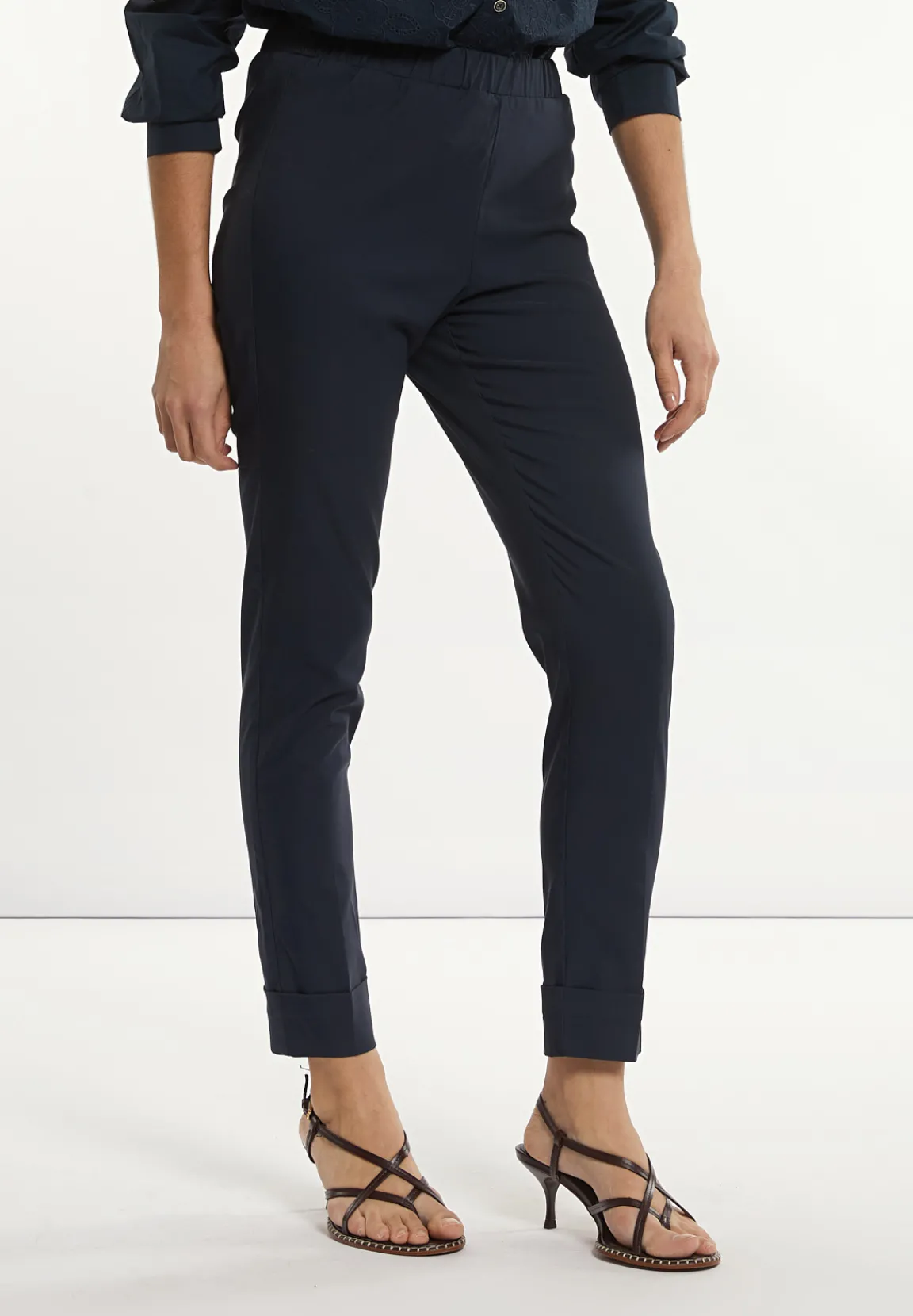 Clearance River Woods Klassieke getailleerde broek elastische taille navy -
