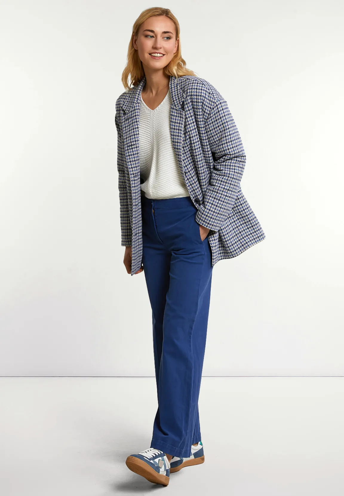 Fashion River Woods Klassieke lange stretch broek blauw -