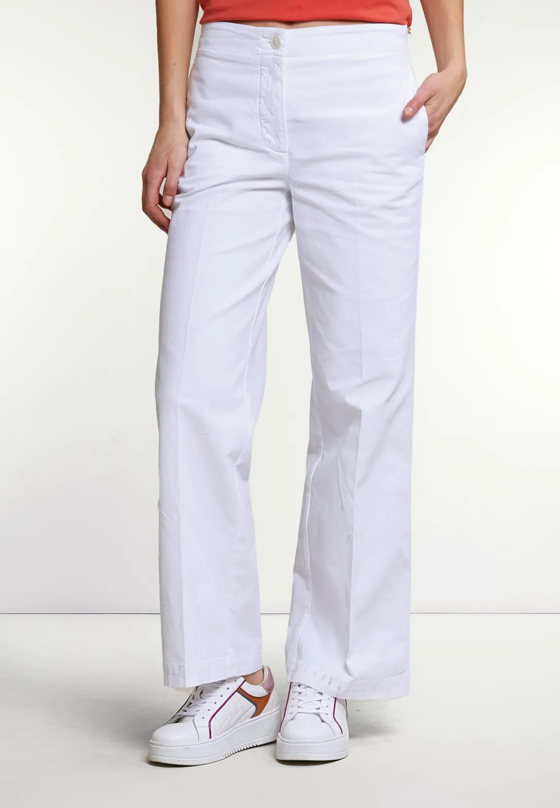 Discount River Woods Klassieke lange stretch broek wit -