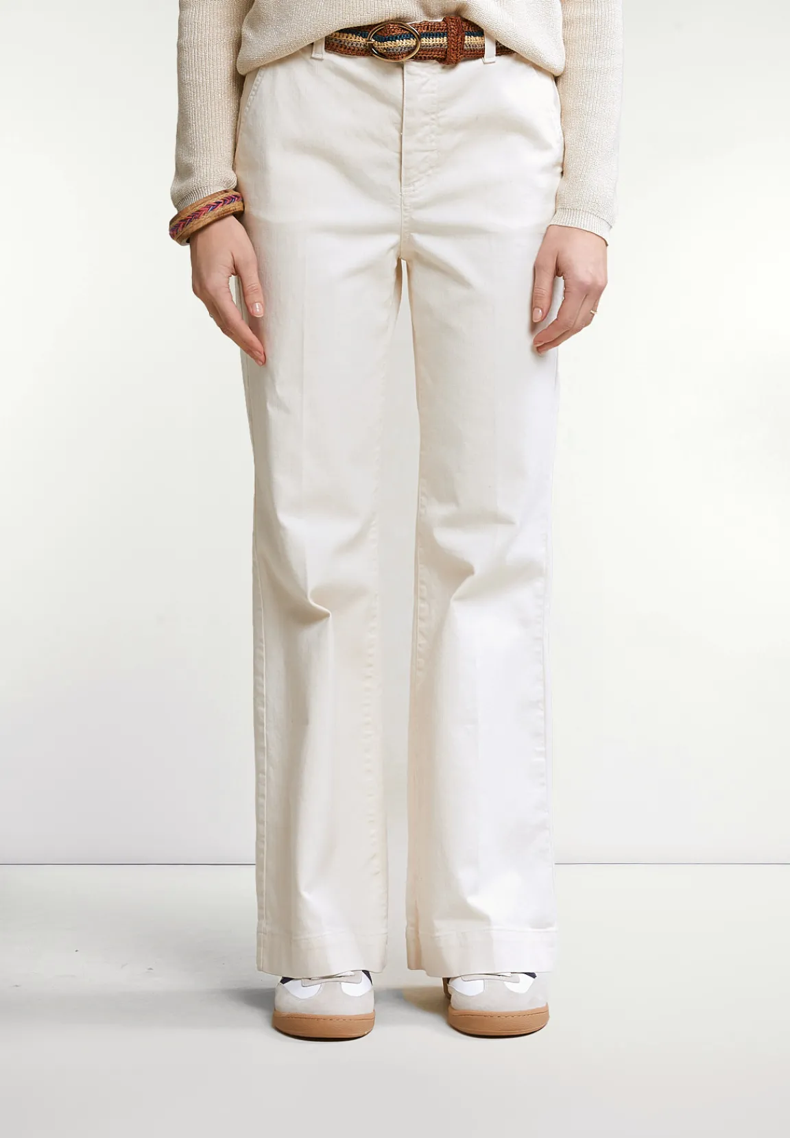 Fashion River Woods Klassieke stretch broek ecru -