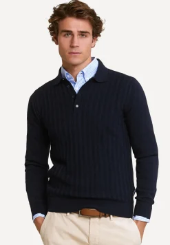 Outlet River Woods Klassieke V-hals polotrui dark navy -