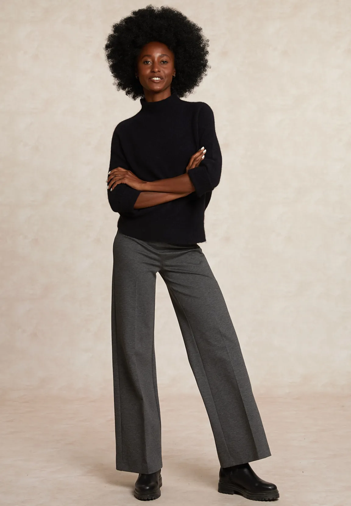 Online River Woods Klassieke wijde broek elastische taille grijs -