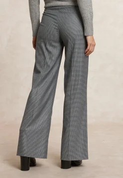 Hot River Woods Klassieke wijde geruite broek elastische taille grijs -