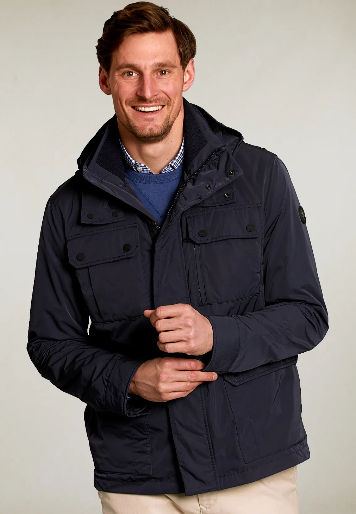 New River Woods Korte jas opgestikte zakken navy -