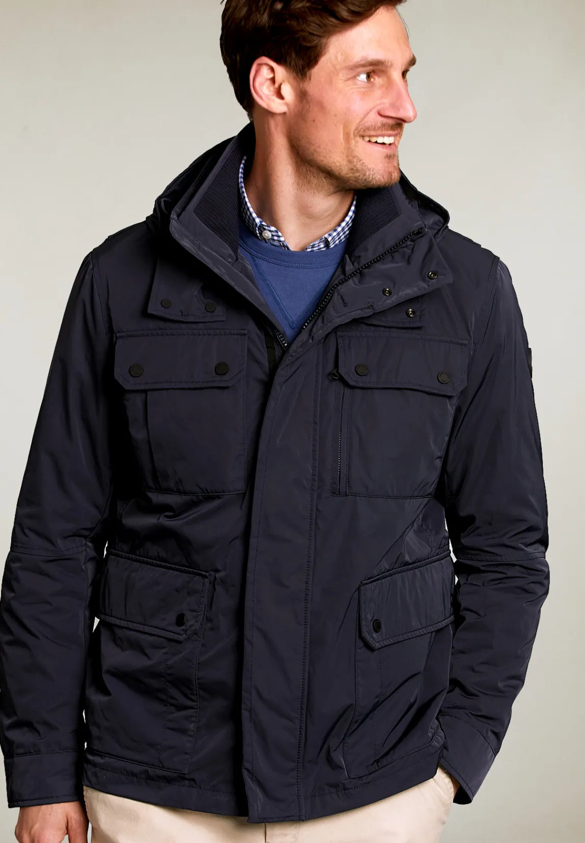 New River Woods Korte jas opgestikte zakken navy -