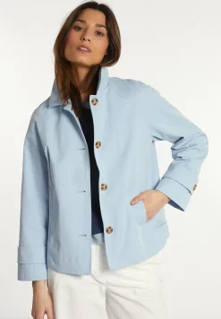 Fashion River Woods Korte katoenen trenchcoat blauw -
