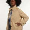 New River Woods Korte katoenen trenchcoat beige -