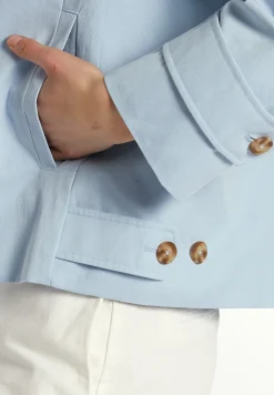 Fashion River Woods Korte katoenen trenchcoat blauw -