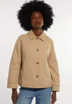 New River Woods Korte katoenen trenchcoat beige -